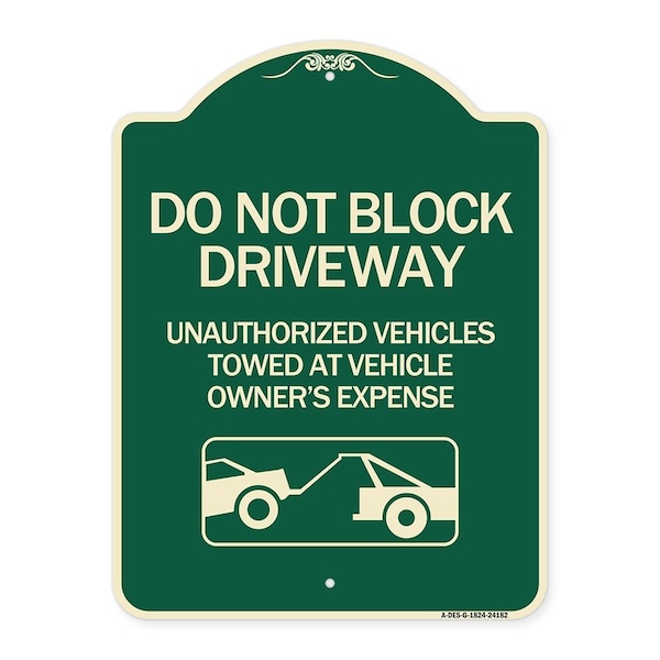 Signmission Do Not Block Driveway With Graphic Heavy-Gauge Aluminum Architectural Sign, 24" x 18", G-1824-24182 A-DES-G-1824-24182 - main